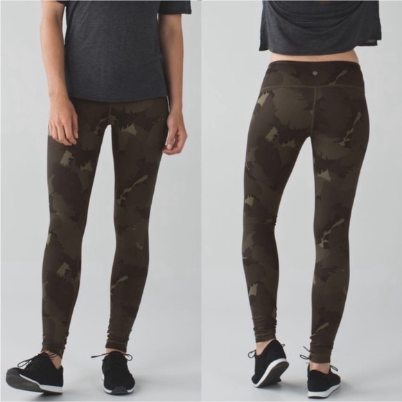 Lululemon Wunder Under Leggings Pant Luon Palm Party Fatigue Green Camo - Picture 1 of 14